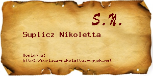 Suplicz Nikoletta névjegykártya